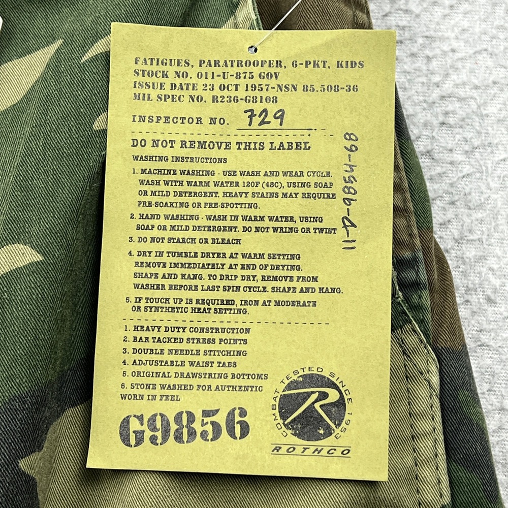 NEW Rothco Paratrooper Cargo Pants Mens Large Regular Woodland Camo BDU Tactical - Picture 2 of 11